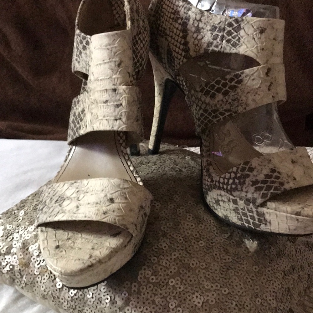 Snake print dress heels